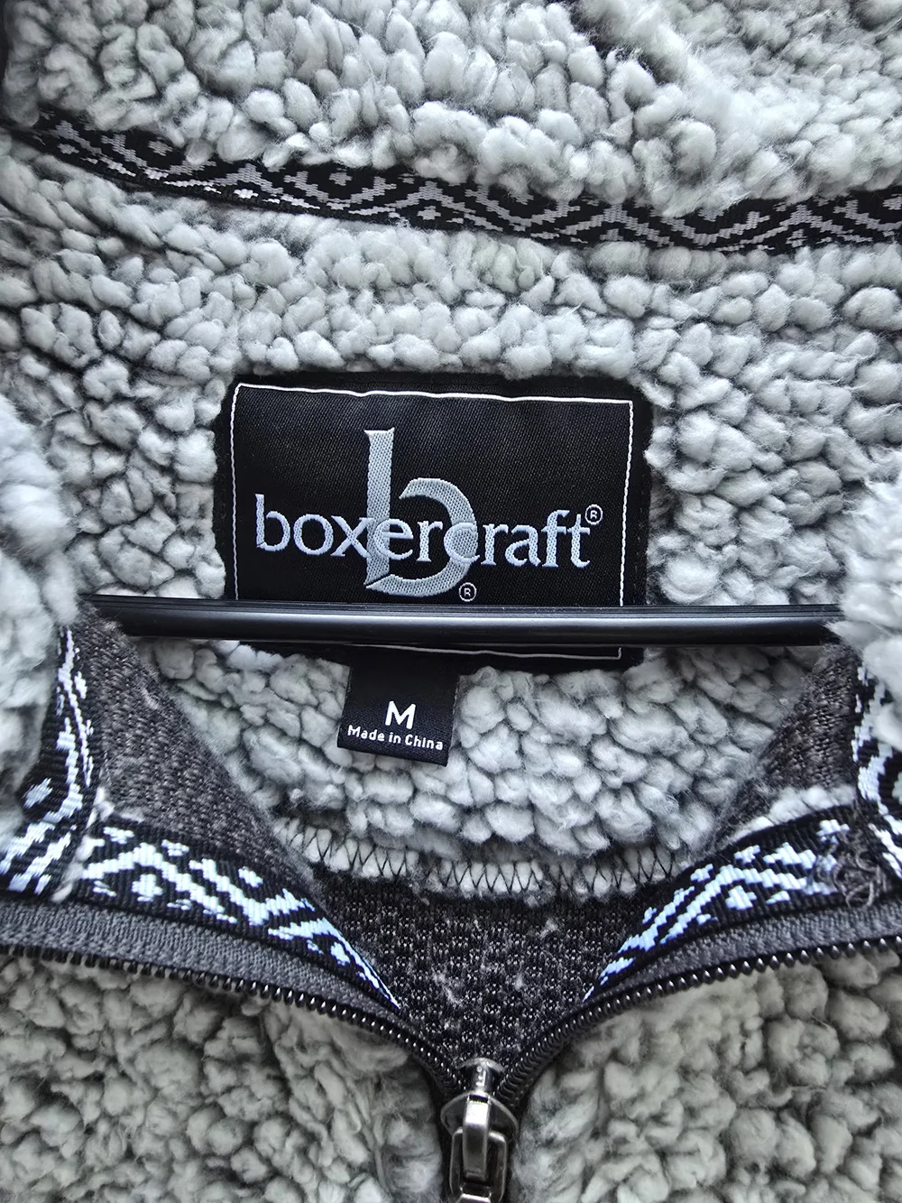 boxercraft Gray Sherpa Quarter-Zip with Red 'N' Patch - Picture 5 of 5